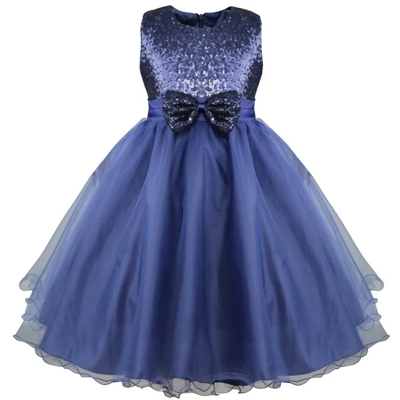 Girls Eye-catching Sequins Pageant Prom Wedding Flower Girl Dresses