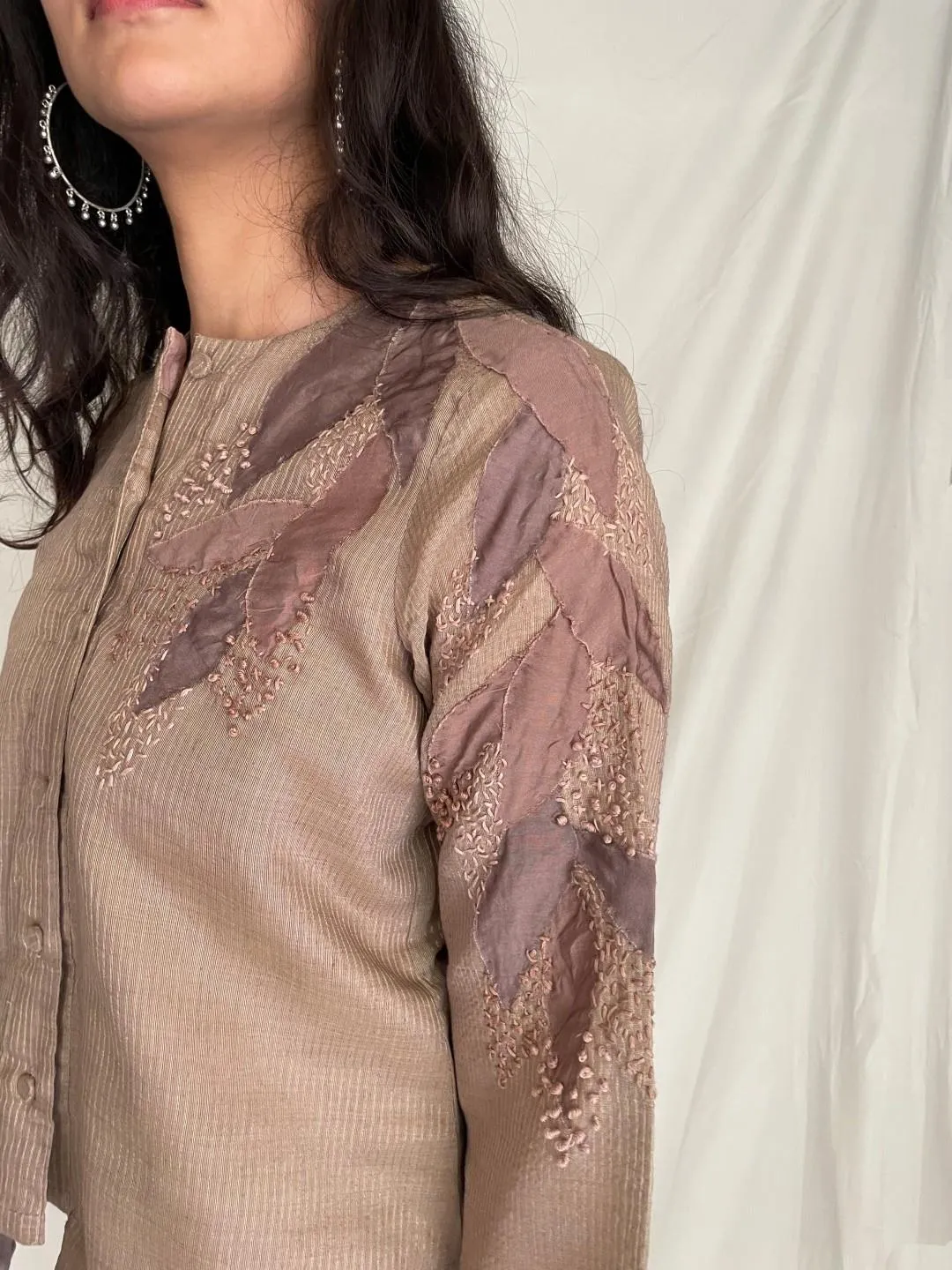 Handcrafted Cotton Round Neck Shirt With Pants - Alyona