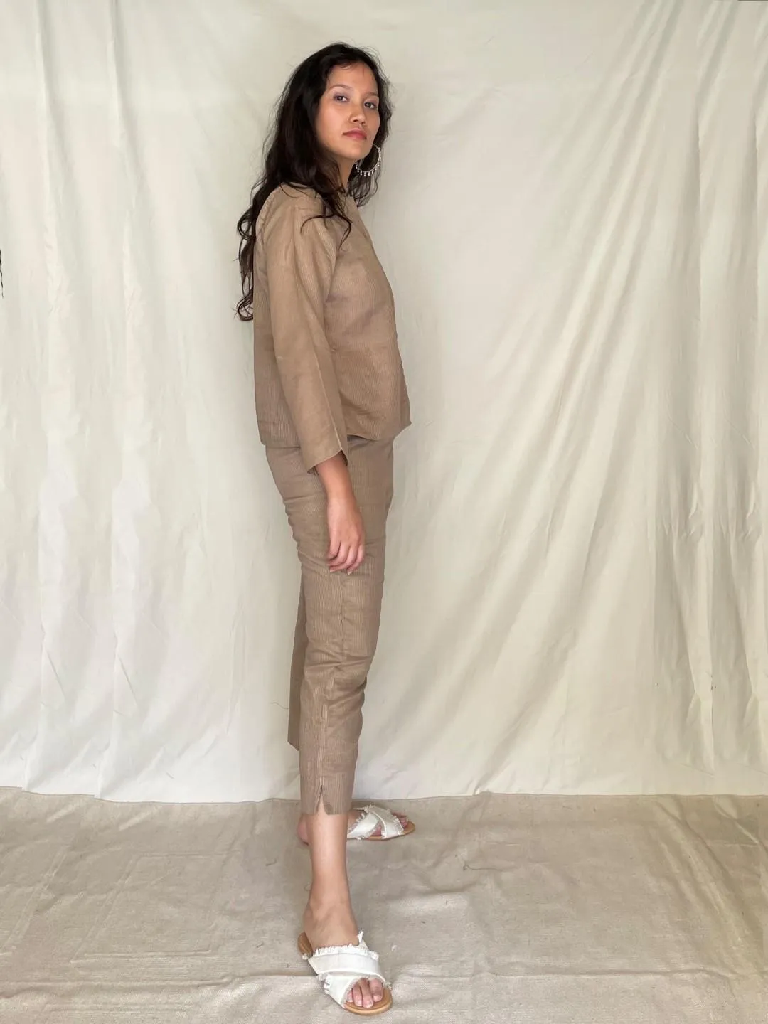 Handcrafted Cotton Round Neck Shirt With Pants - Alyona