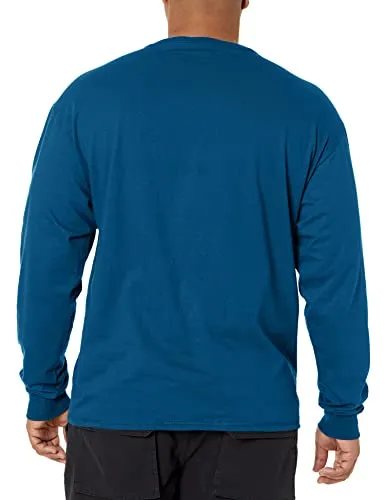 Hanes Men's Long-Sleeve Beefy Henley T-Shirt - Large - Petro Teal