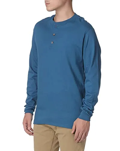 Hanes Men's Long-Sleeve Beefy Henley T-Shirt - Large - Petro Teal