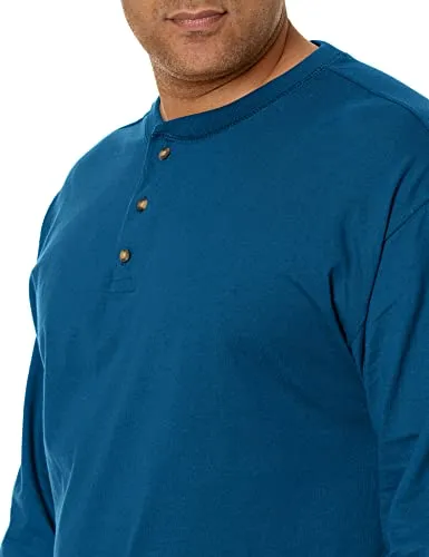 Hanes Men's Long-Sleeve Beefy Henley T-Shirt - Large - Petro Teal