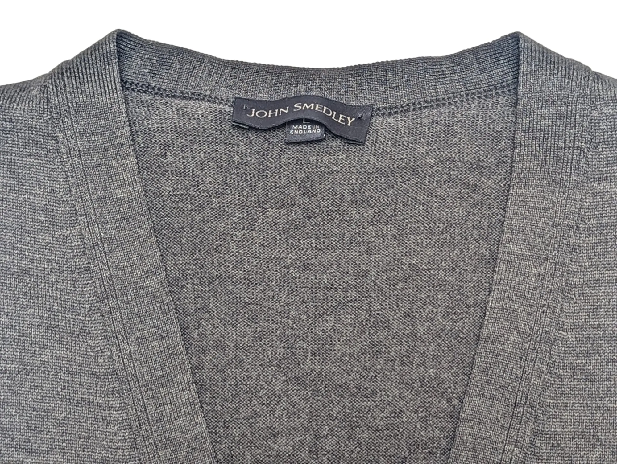 John Smedley Cardigan Vest L Charcoal New Zealand Merino