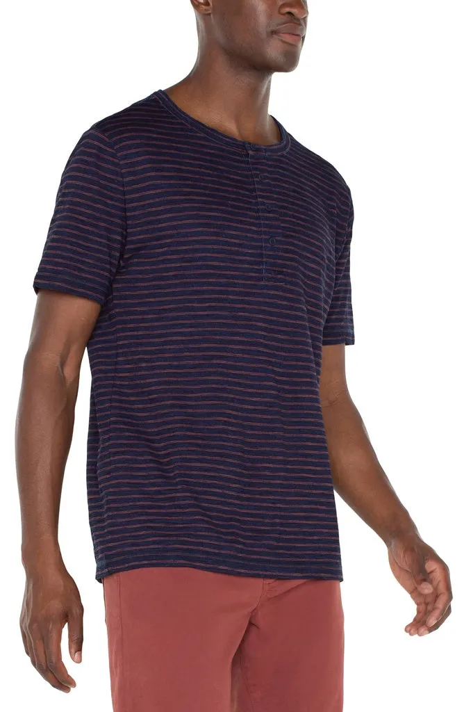 Liverpool Stripe Short-Sleeve Slub Henley