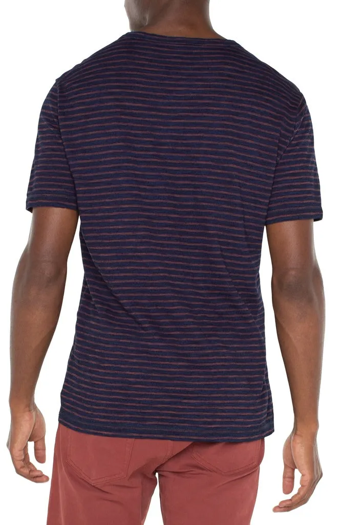 Liverpool Stripe Short-Sleeve Slub Henley