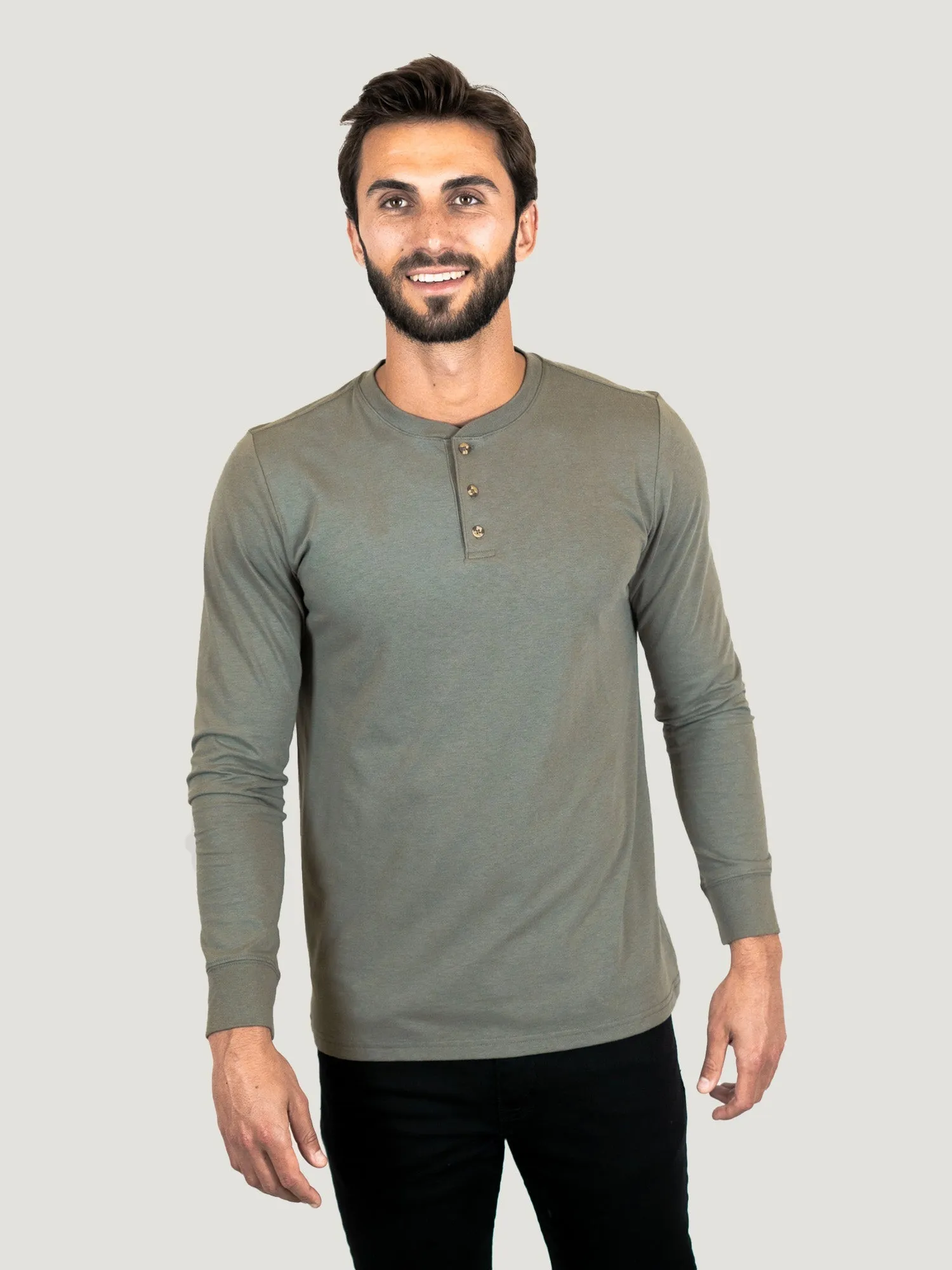 Mercury Green Long Sleeve Henley