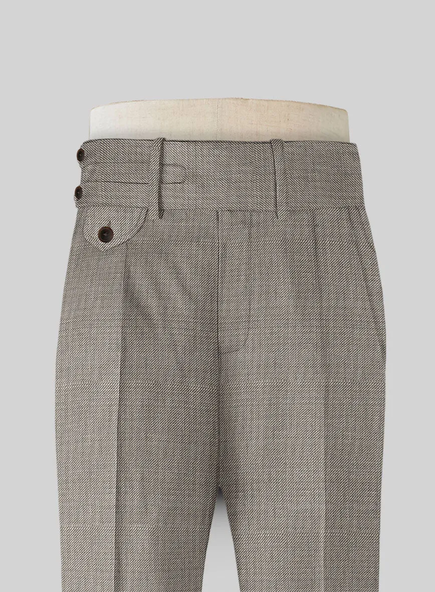 Napolean Sharkskin Light Brown Double Gurkha Wool Trousers
