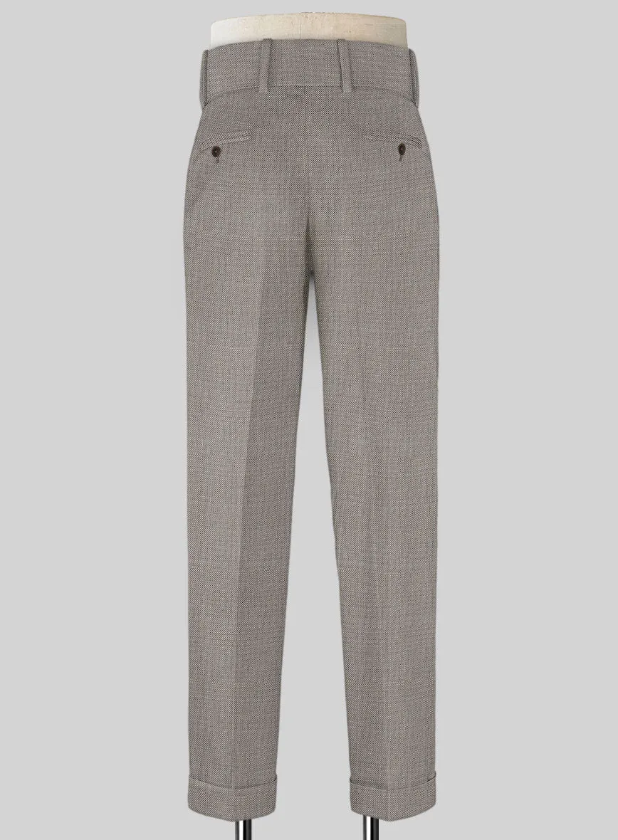 Napolean Sharkskin Light Brown Double Gurkha Wool Trousers