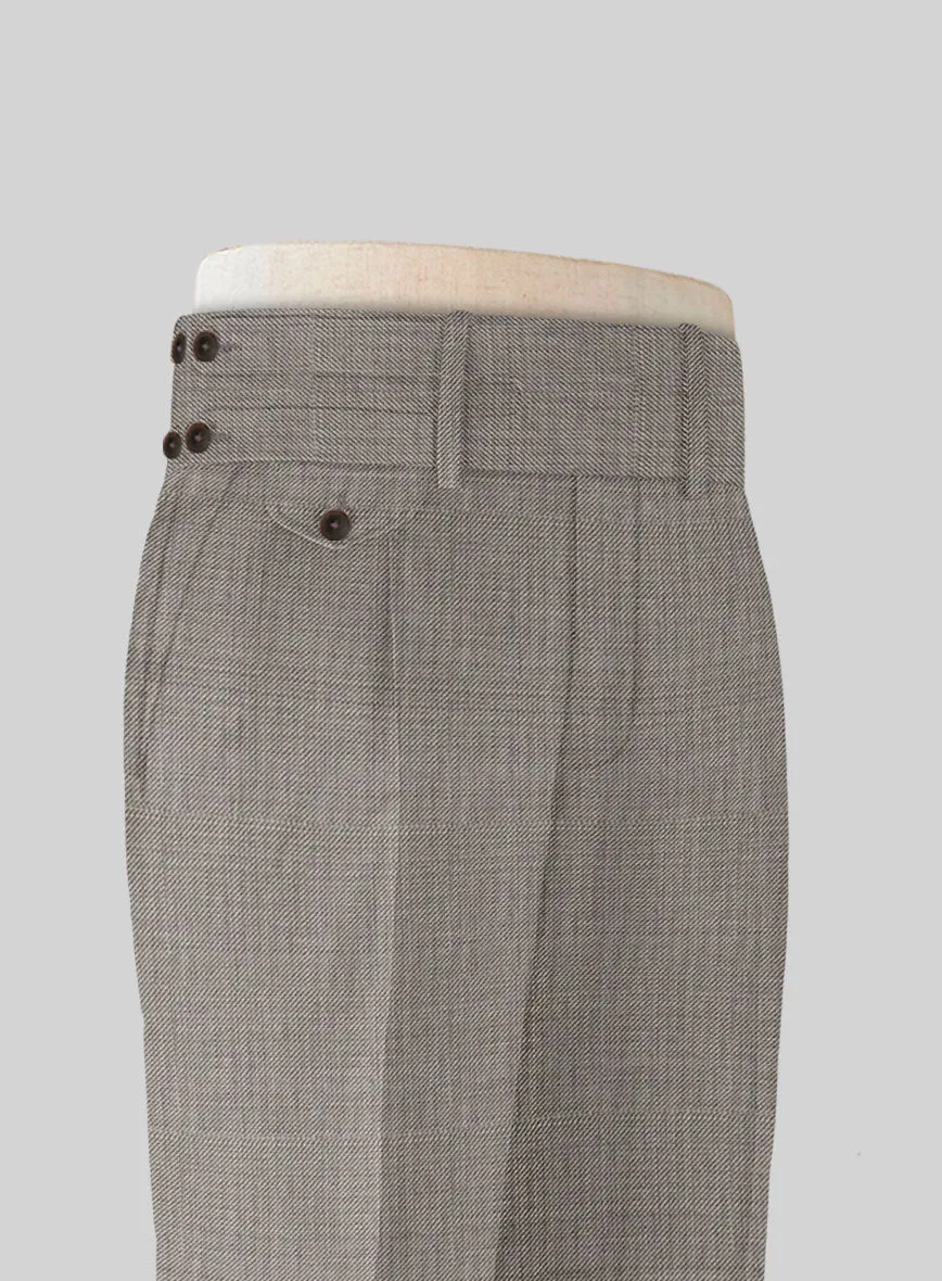 Napolean Sharkskin Light Brown Double Gurkha Wool Trousers