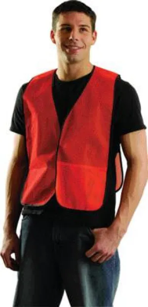 OccuNomix Regular Hi-Viz Orange OccuLux Lightweight Polyester And Mesh Non-ANSI Economy Vest With Front Hook And Loop Closure, Side Elastic Straps And 1 Pocket