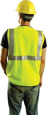 OccuNomix X-Large Yellow OccuLux Lightweight Polyester Class 2 Vest With Zipper Front Closure And 2" 3M Scotchlite Reflective Tape Striping