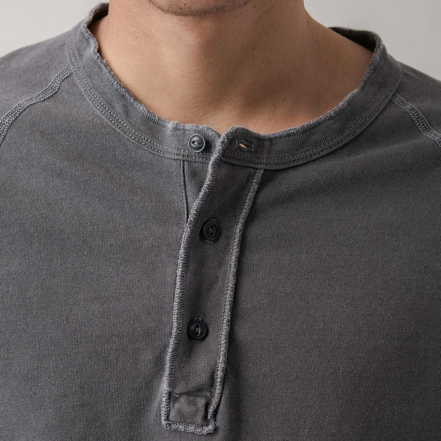 Organic Recycled Jersey Henley (Black)