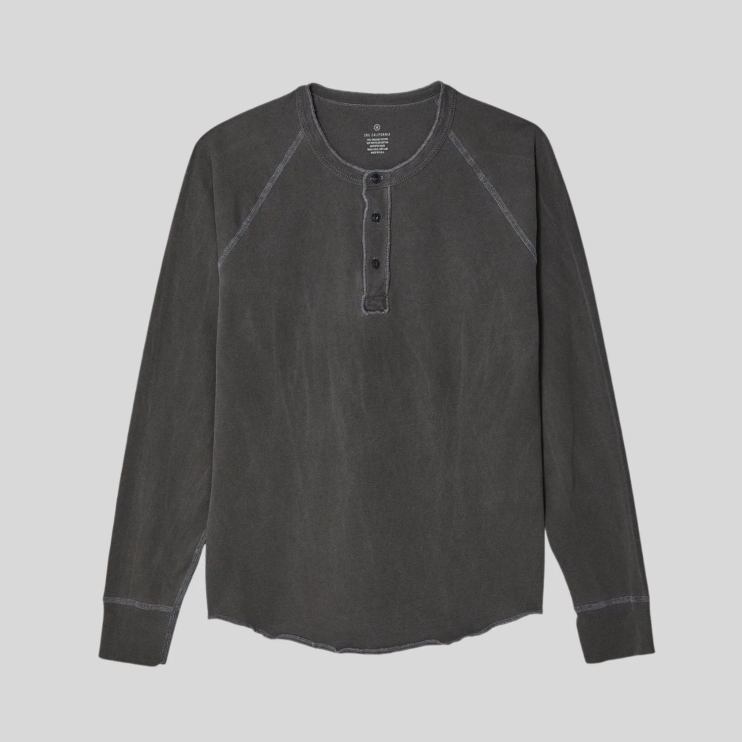 Organic Recycled Jersey Henley (Black)