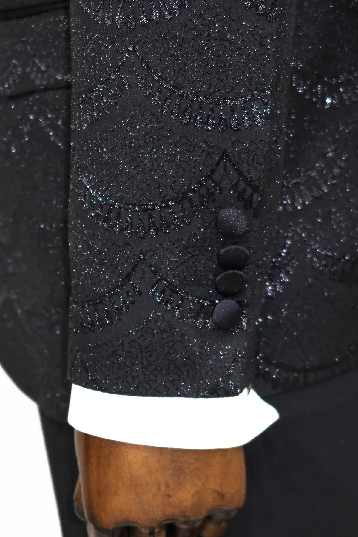Patterned Slim Fit Black Men Dinner Blazer - Wessi