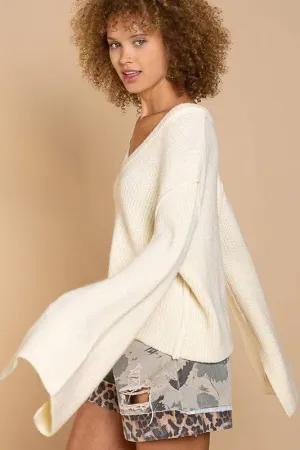 POL Timeless Split Bell Sleeve Knit Sweater