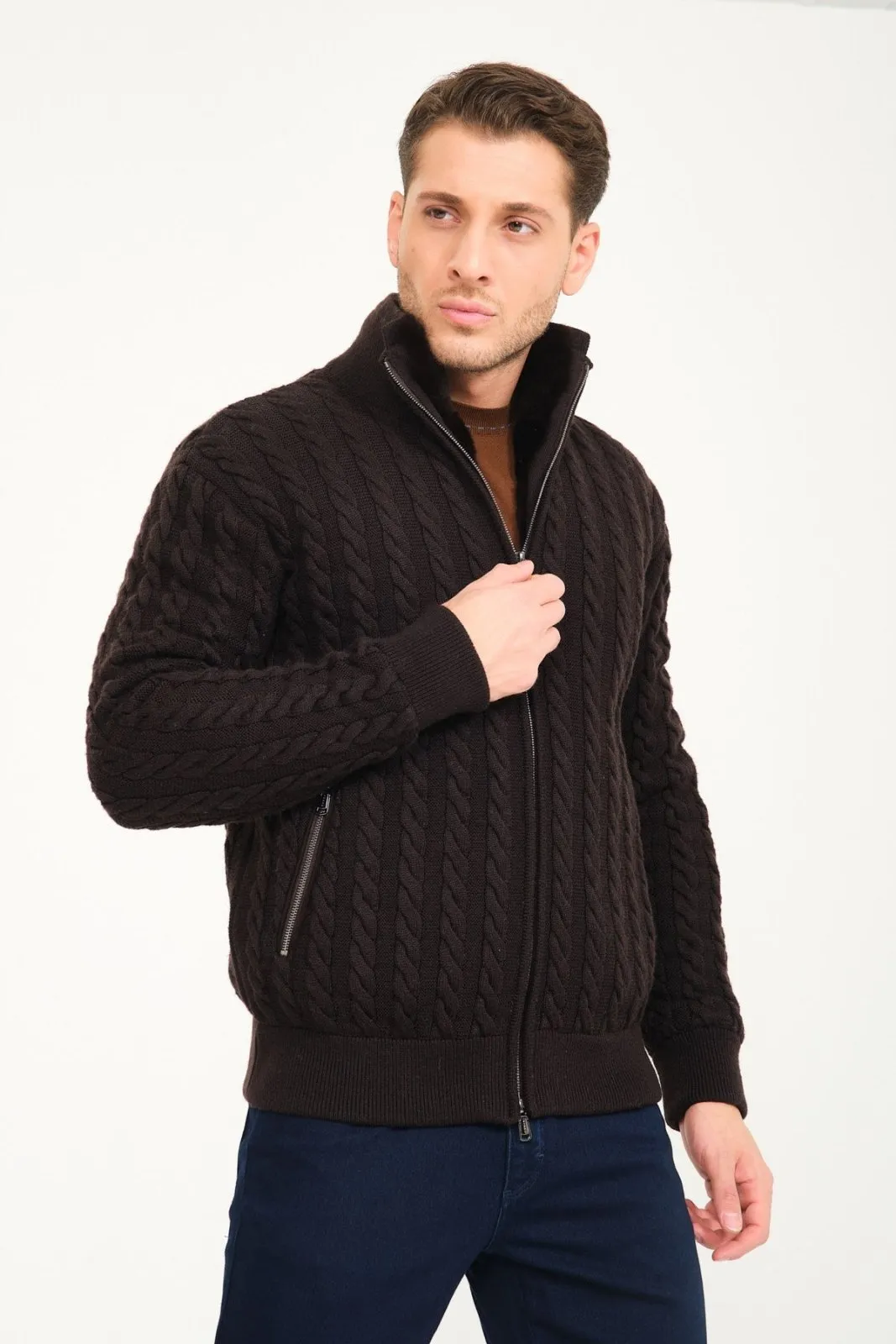 Rex Fur Lined Knit Cardigan