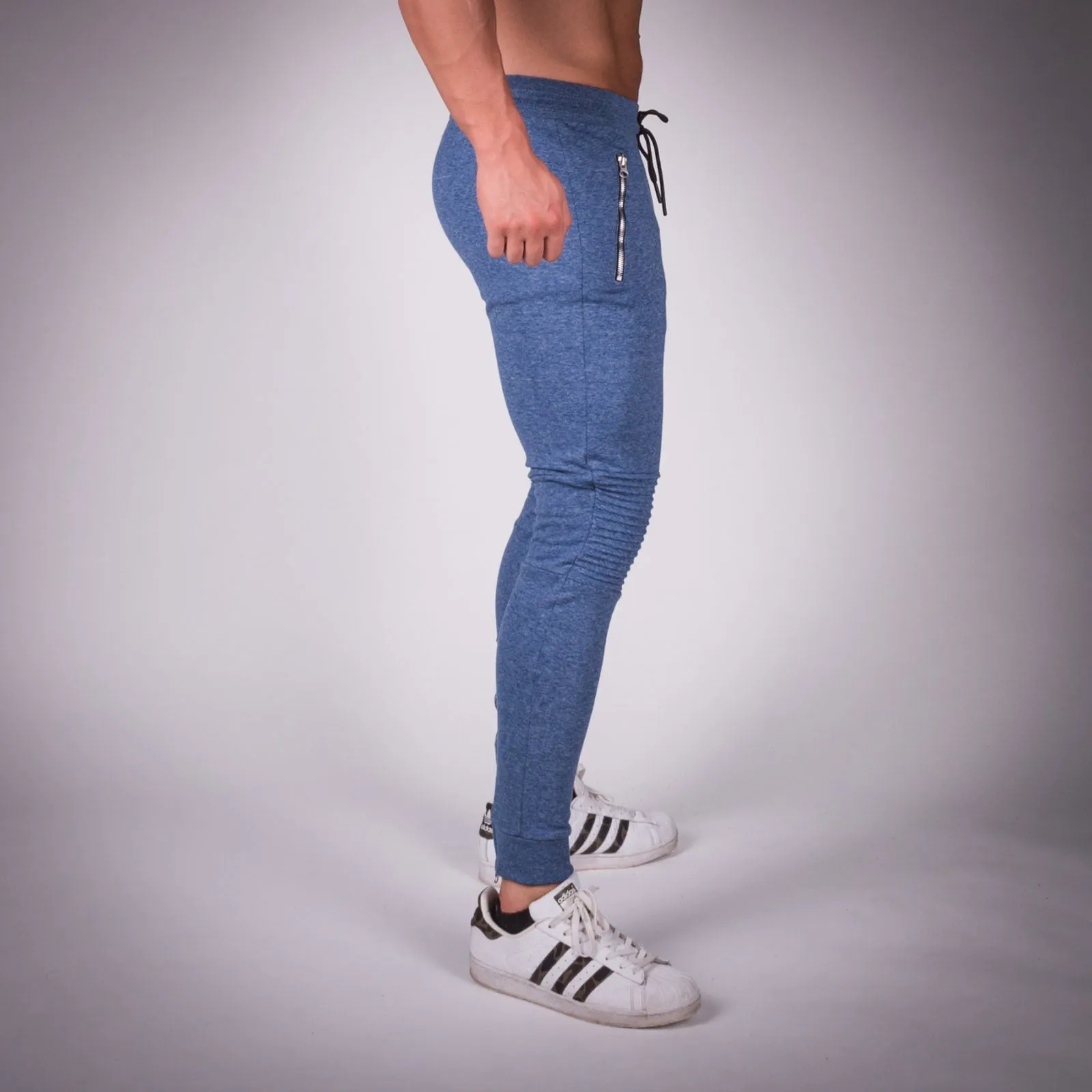 Ribbed Jogger Pants - Denim Blue