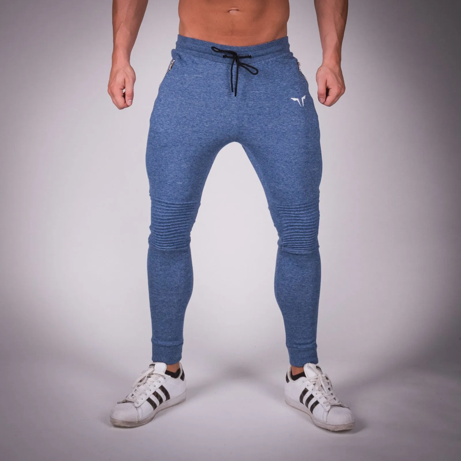 Ribbed Jogger Pants - Denim Blue