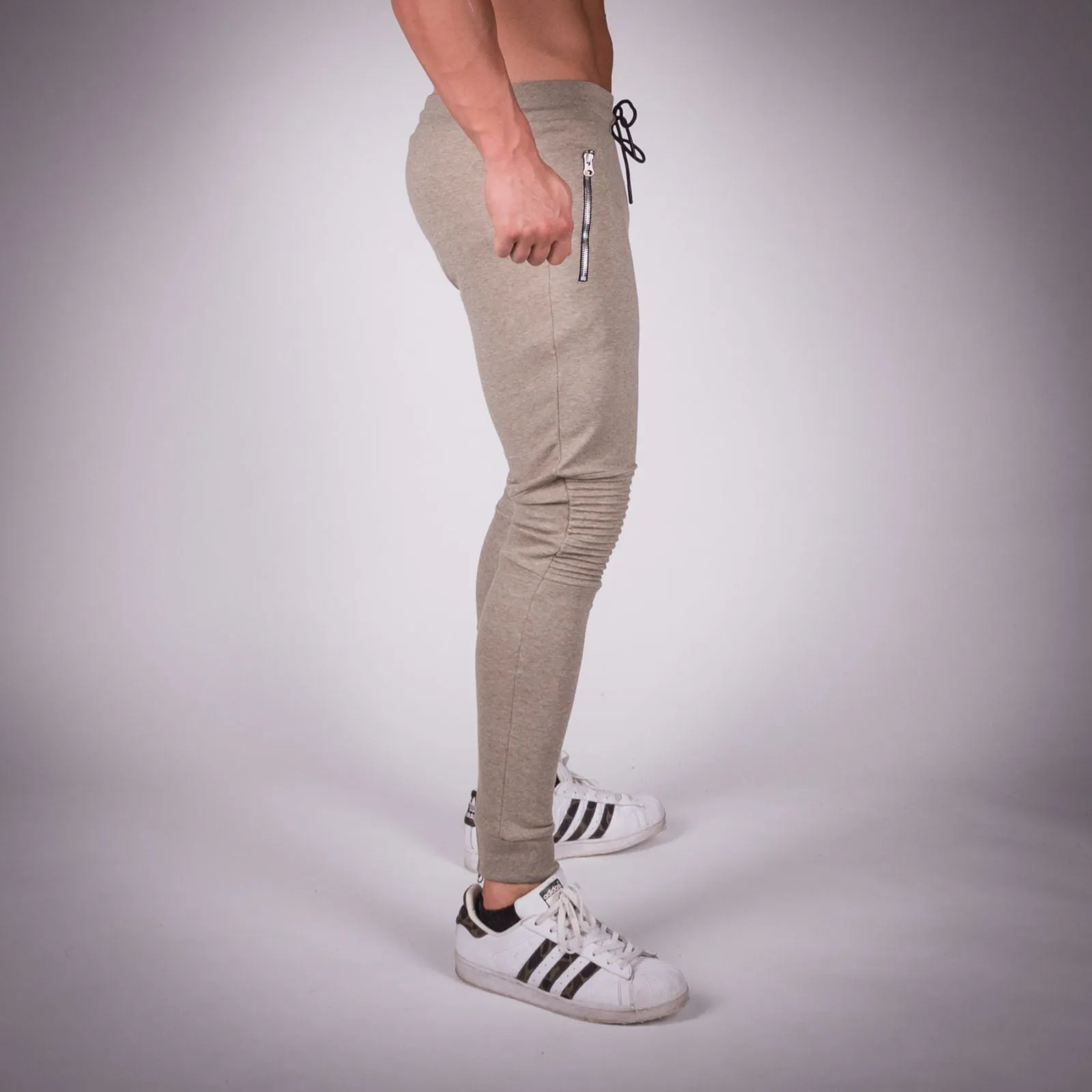 Ribbed Jogger Pants - Melange Olive