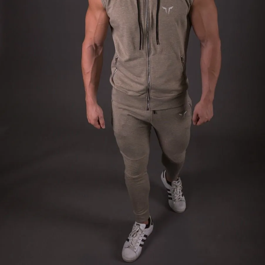 Ribbed Jogger Pants - Melange Olive