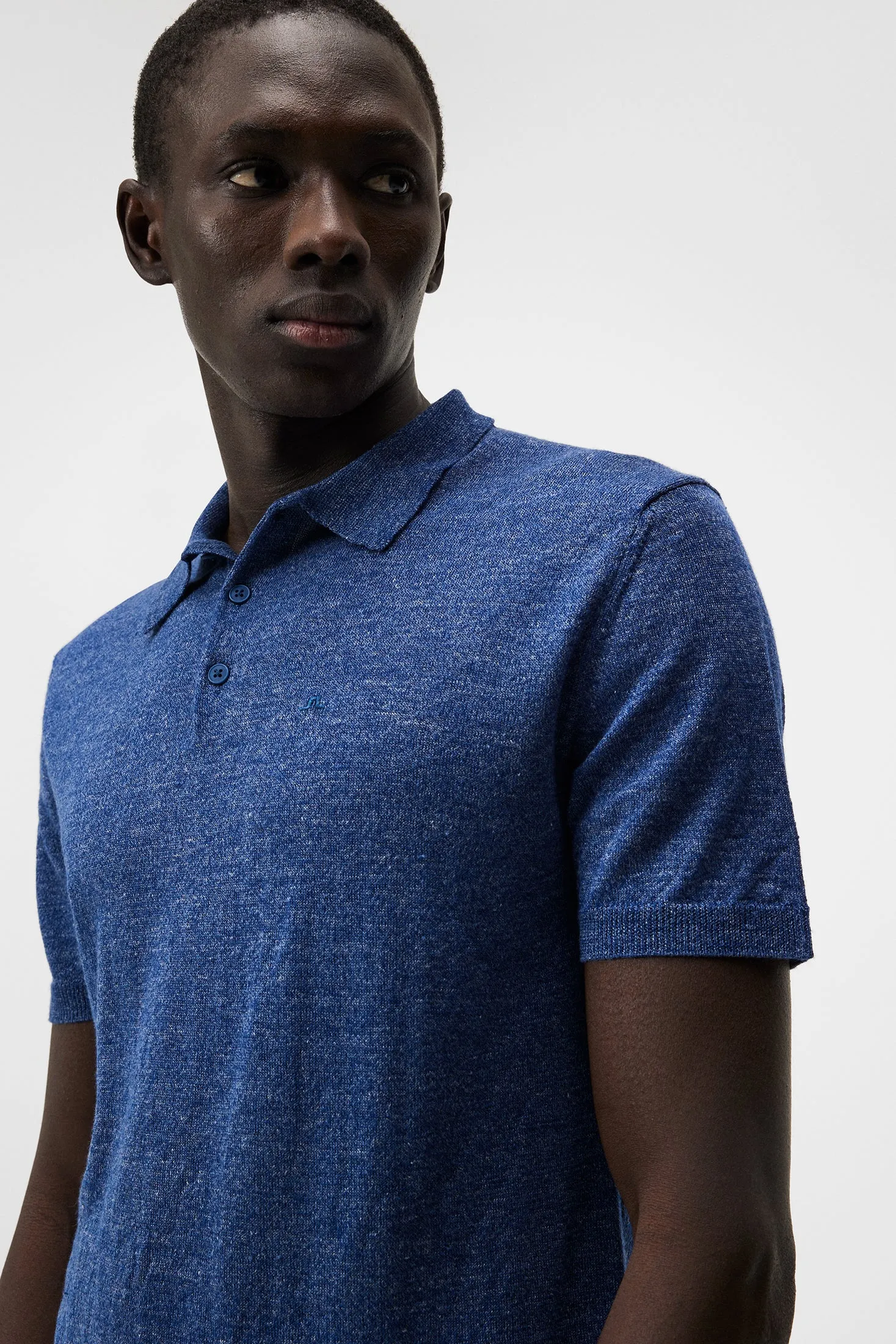 Ridge Linen Blend Polo / Blue Quartz