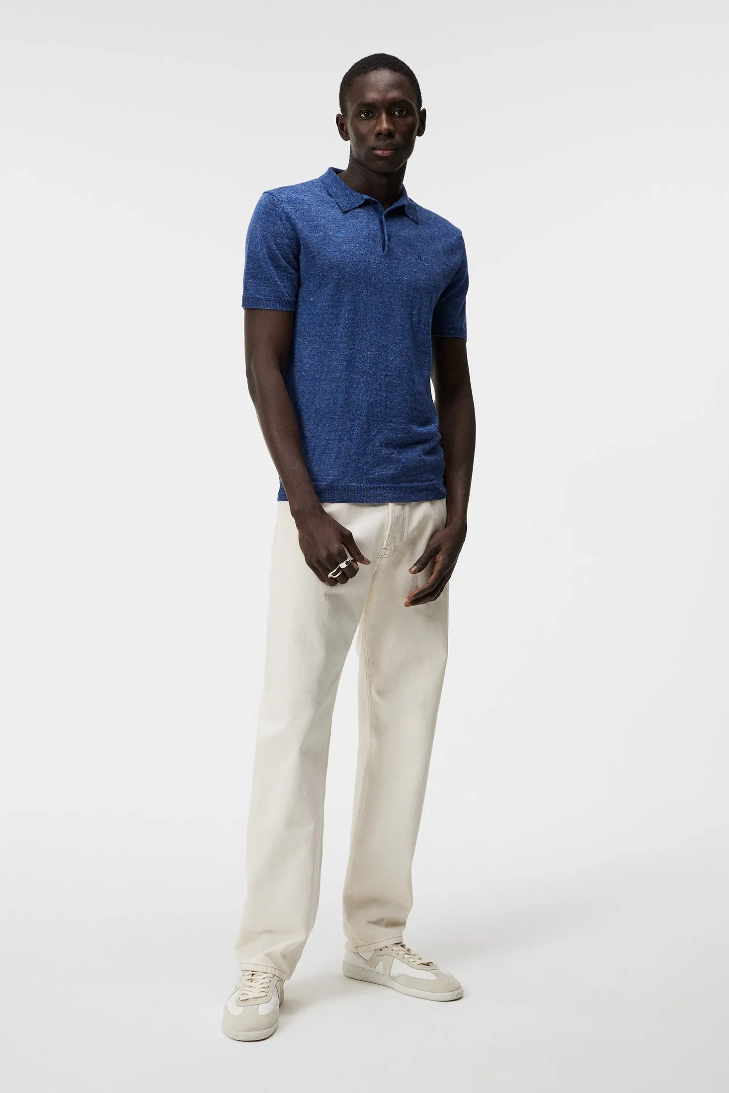 Ridge Linen Blend Polo / Blue Quartz