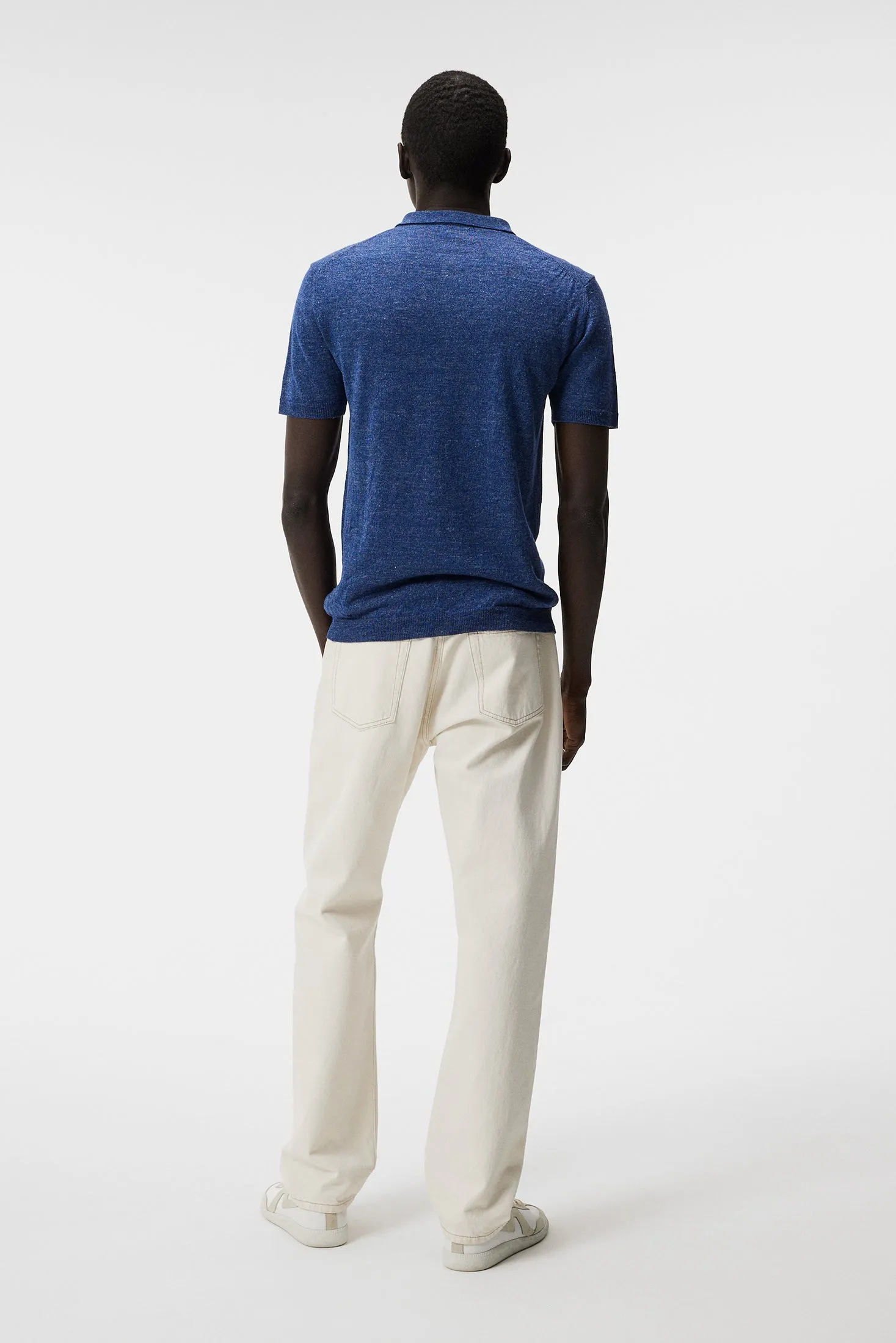 Ridge Linen Blend Polo / Blue Quartz