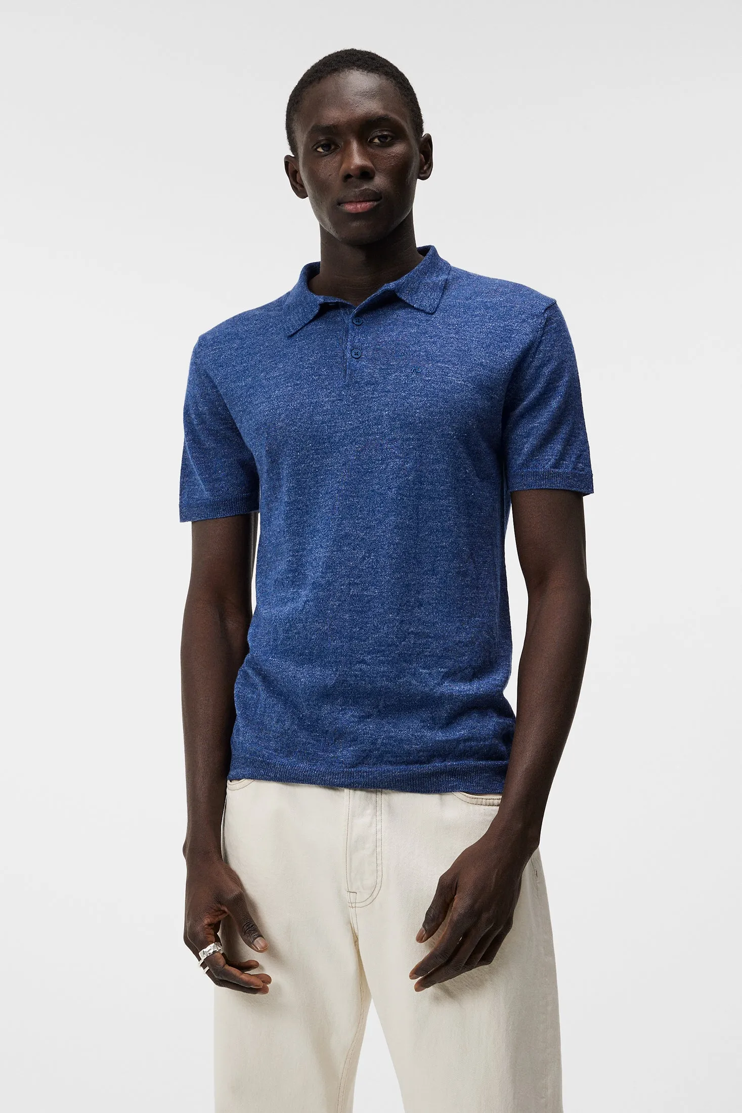 Ridge Linen Blend Polo / Blue Quartz