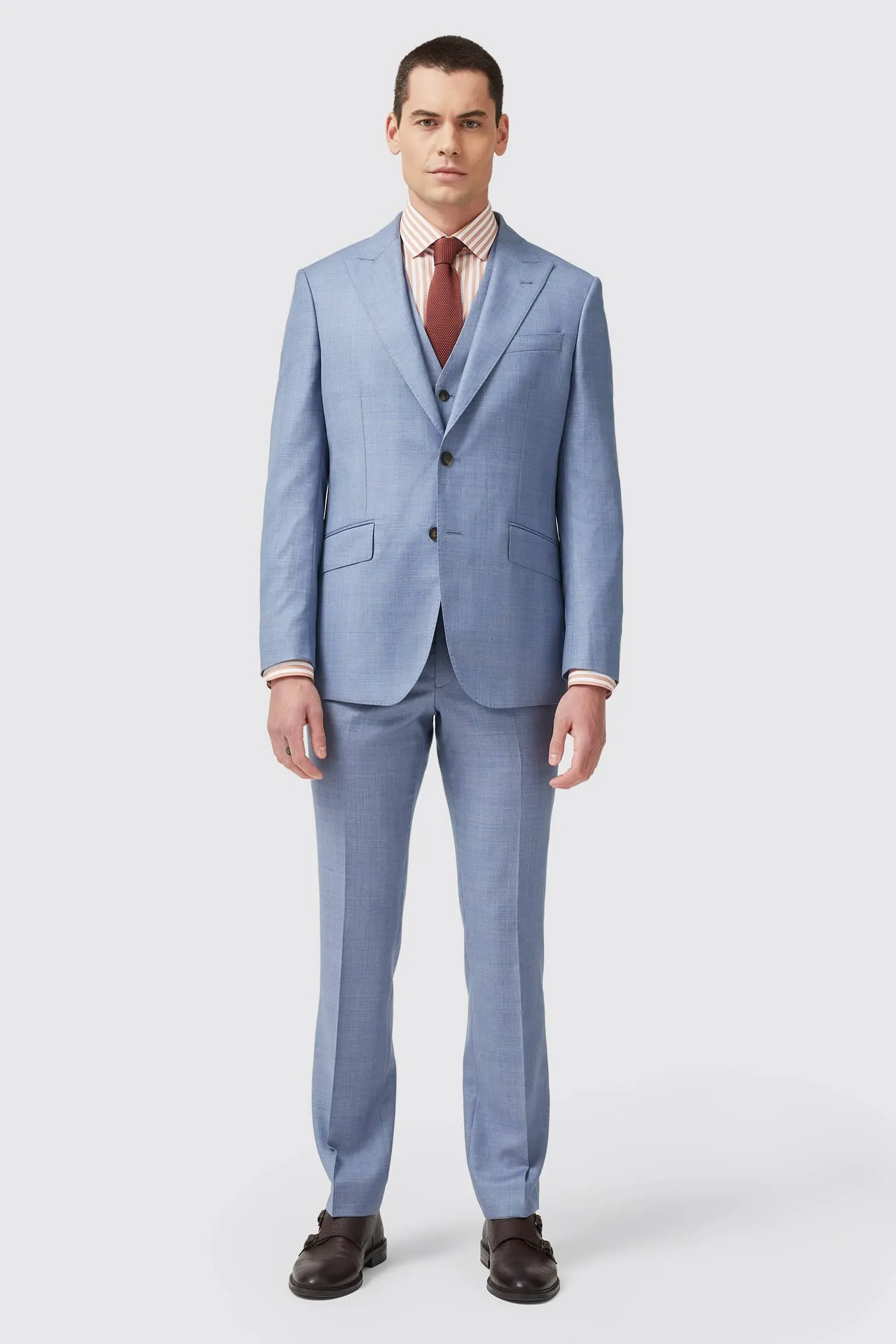 Rivulet Tailored Fit Blue Check Wool Waistcoat - ARCHIVE
