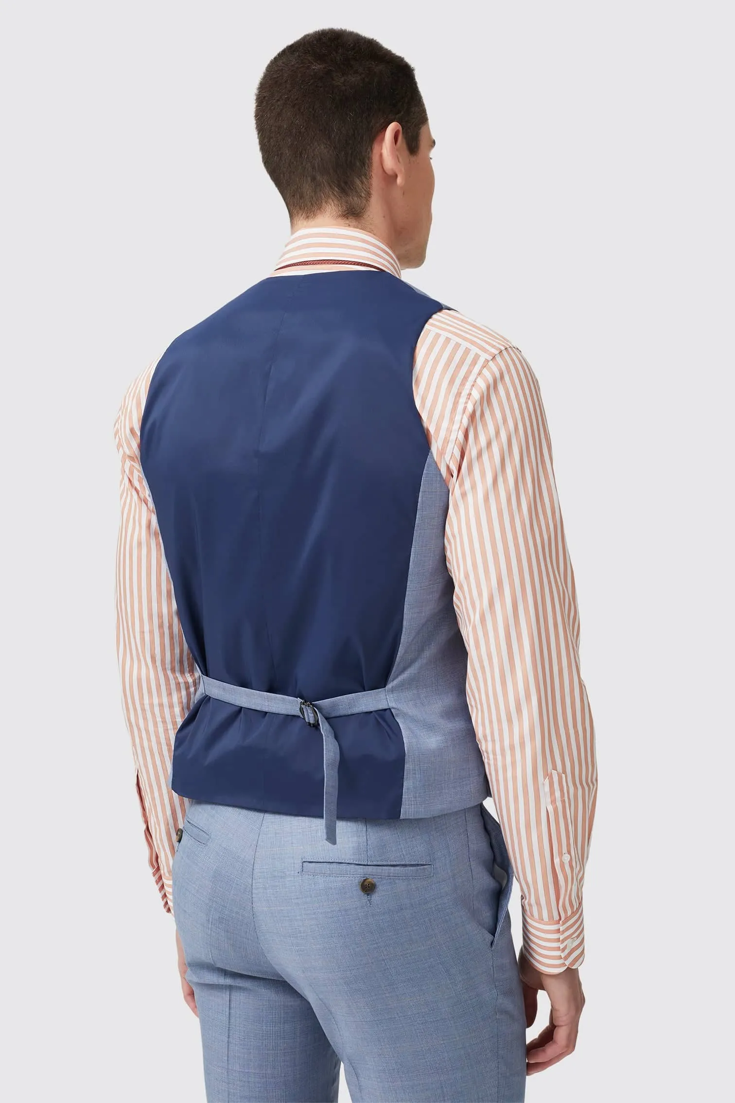 Rivulet Tailored Fit Blue Check Wool Waistcoat - ARCHIVE
