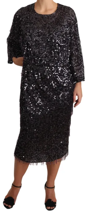 Sequined Shift Midi Dress  Timeless Elegance