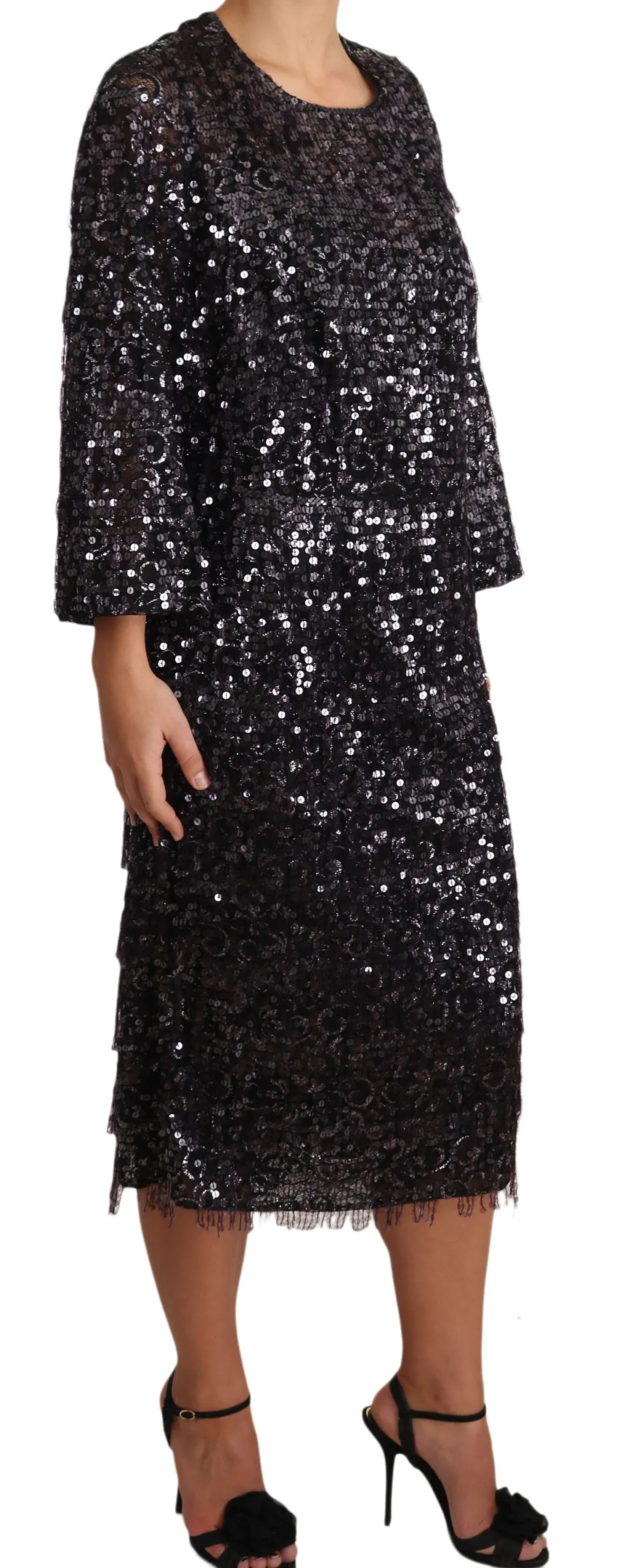 Sequined Shift Midi Dress  Timeless Elegance