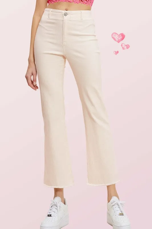 Soft Washed Stretchy High Waisted Flare Pants - Soy Latte