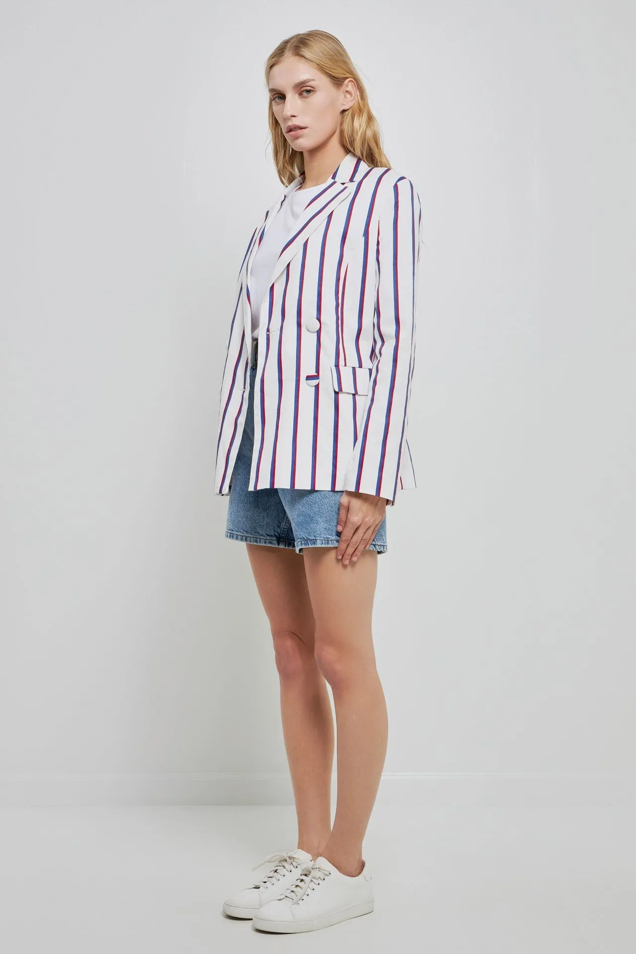 Striped Double Breasted Blazer