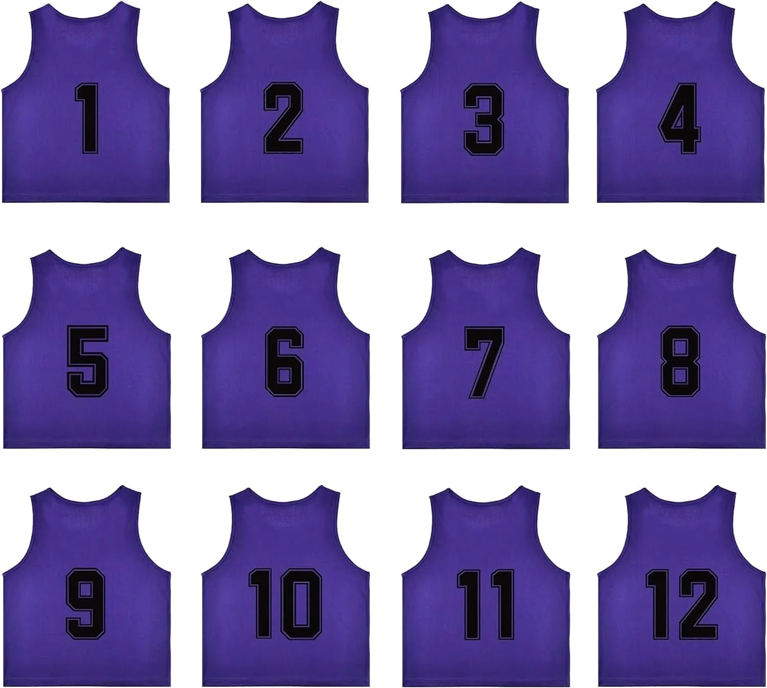 Team Practice Scrimmage Vests Sport Pinnies Training Bibs Numbered (1-12)