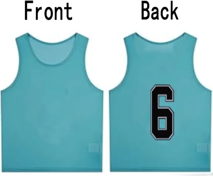Team Practice Scrimmage Vests Sport Pinnies Training Bibs Numbered (1-12)