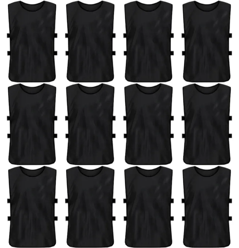 Team Practice Scrimmage Vests Sport Pinnies Training Bibs with Open Sides (12 Pieces)