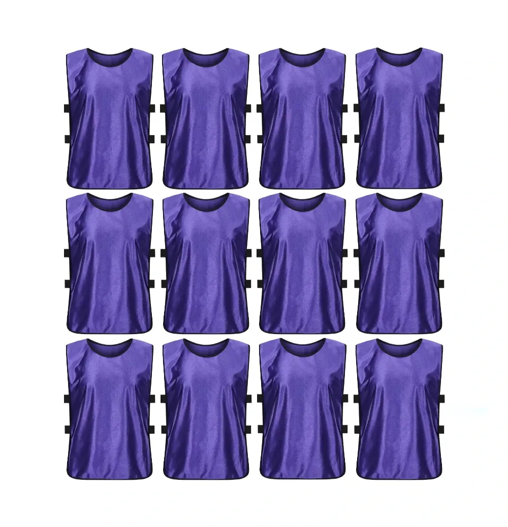 Team Practice Scrimmage Vests Sport Pinnies Training Bibs with Open Sides (12 Pieces)