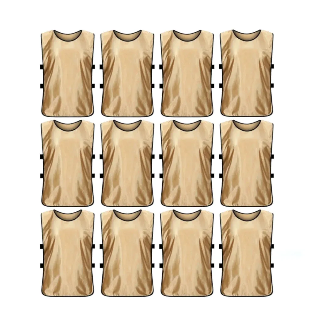 Team Practice Scrimmage Vests Sport Pinnies Training Bibs with Open Sides (12 Pieces)