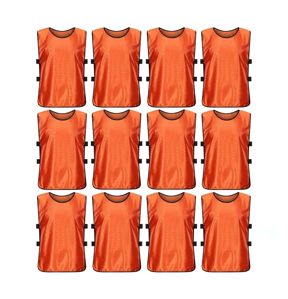 Team Practice Scrimmage Vests Sport Pinnies Training Bibs with Open Sides (12 Pieces)