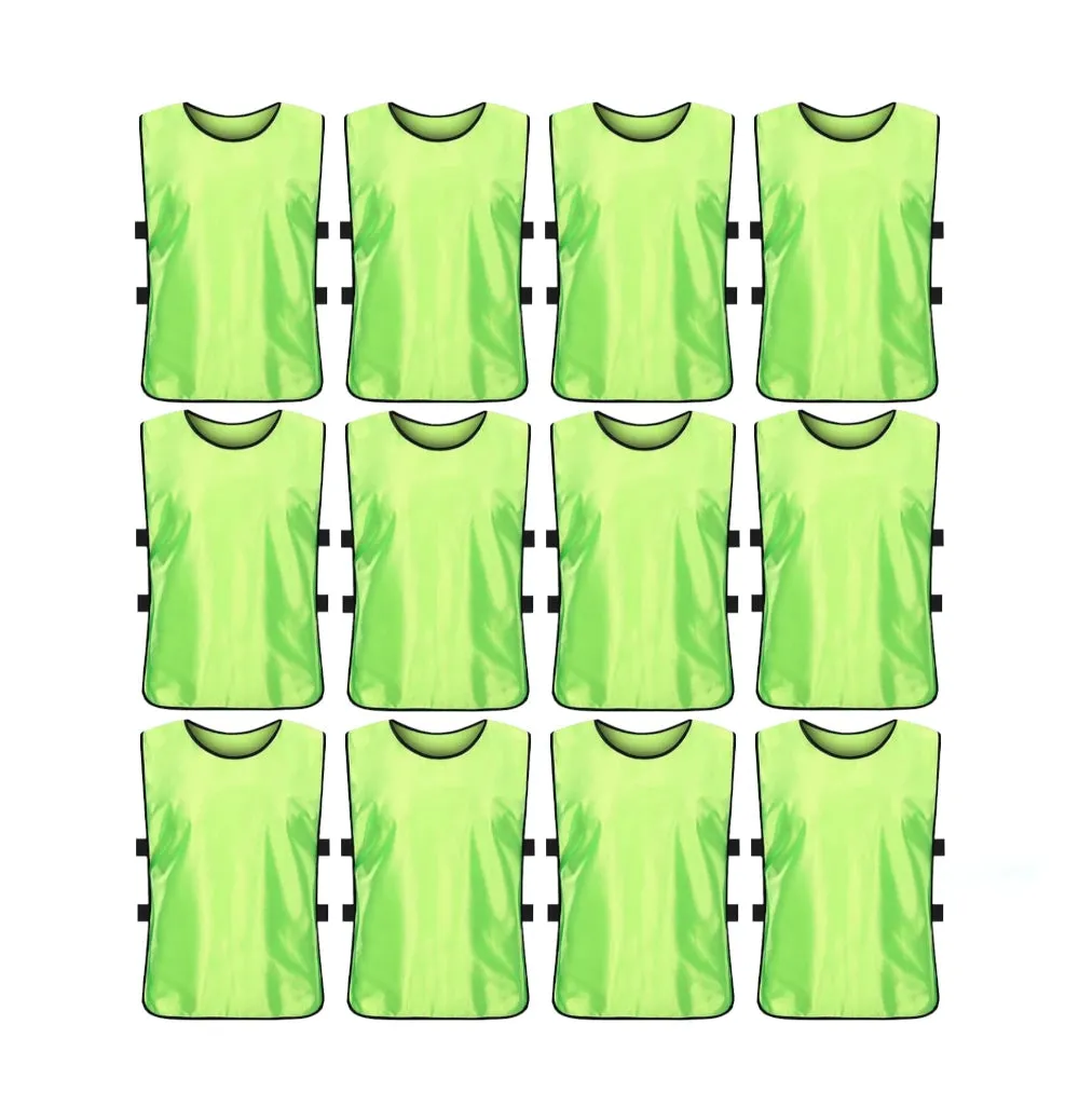 Team Practice Scrimmage Vests Sport Pinnies Training Bibs with Open Sides (12 Pieces)