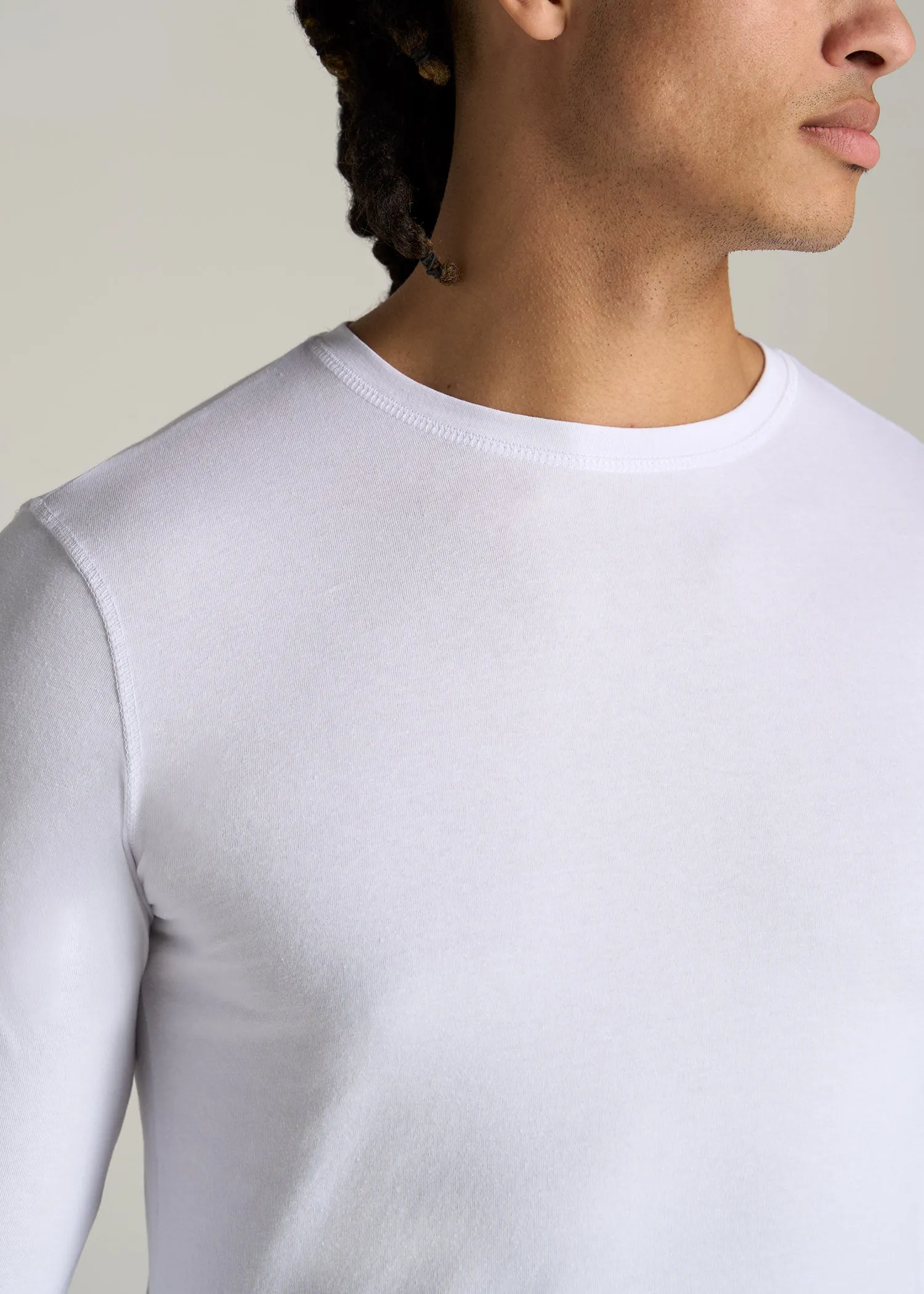 The Essential SLIM-FIT Long Sleeve Tee for Tall Men in White
