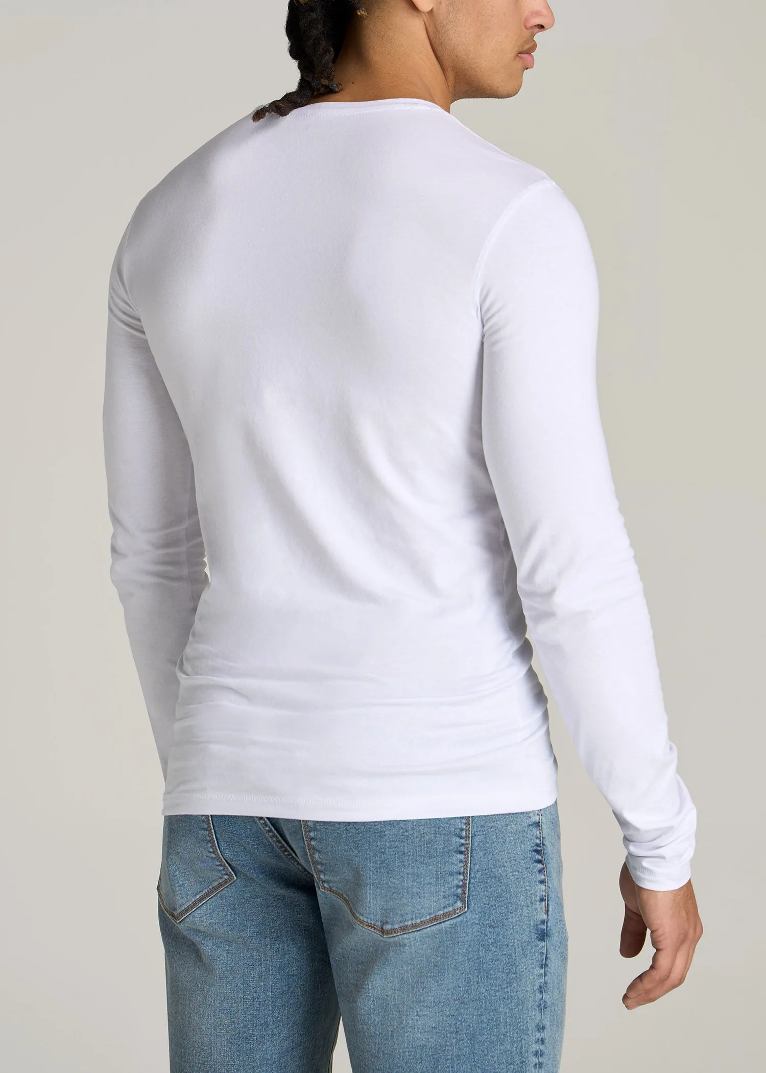 The Essential SLIM-FIT Long Sleeve Tee for Tall Men in White