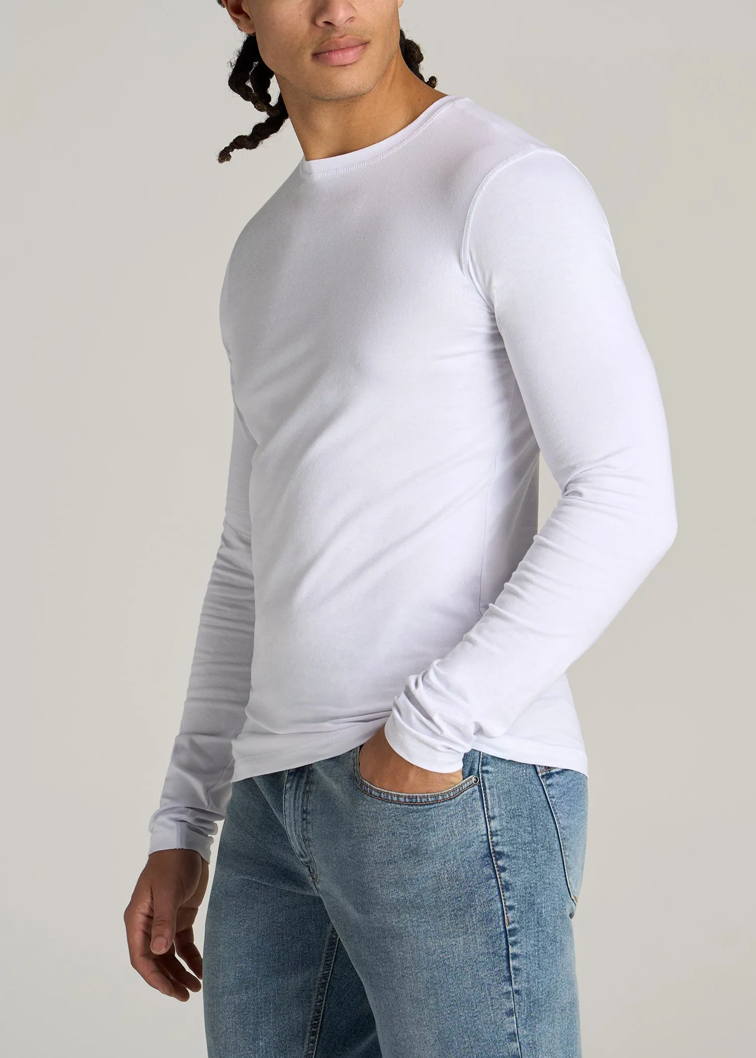 The Essential SLIM-FIT Long Sleeve Tee for Tall Men in White