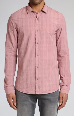 WASHED PLAID FITTED SHIRT IN RED
