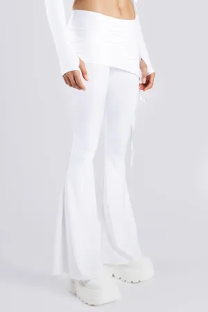 White Lace Up Pants with Skirt