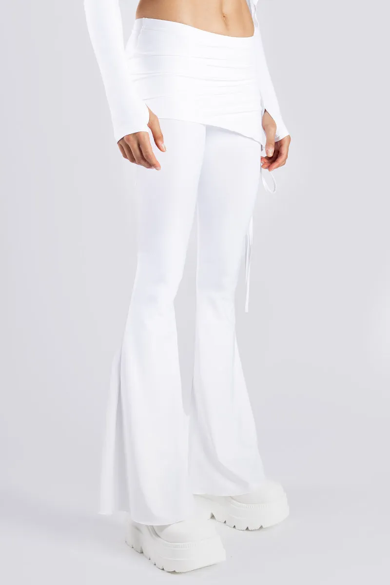 White Lace Up Pants with Skirt