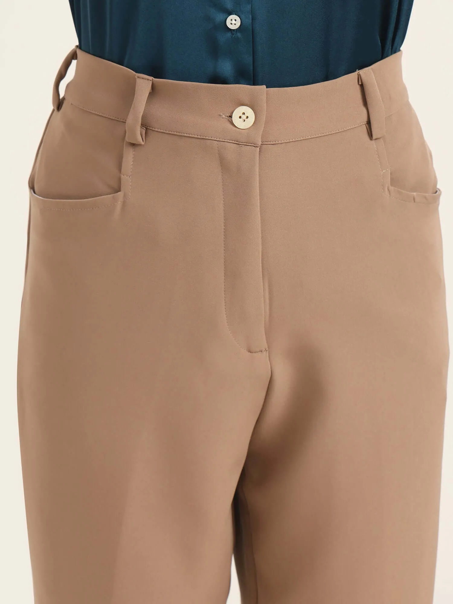 Women'S Luxury Banana Crepe Dark Beige C Pant