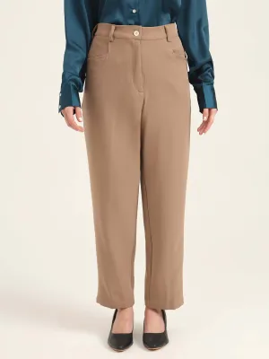 Women'S Luxury Banana Crepe Dark Beige C Pant