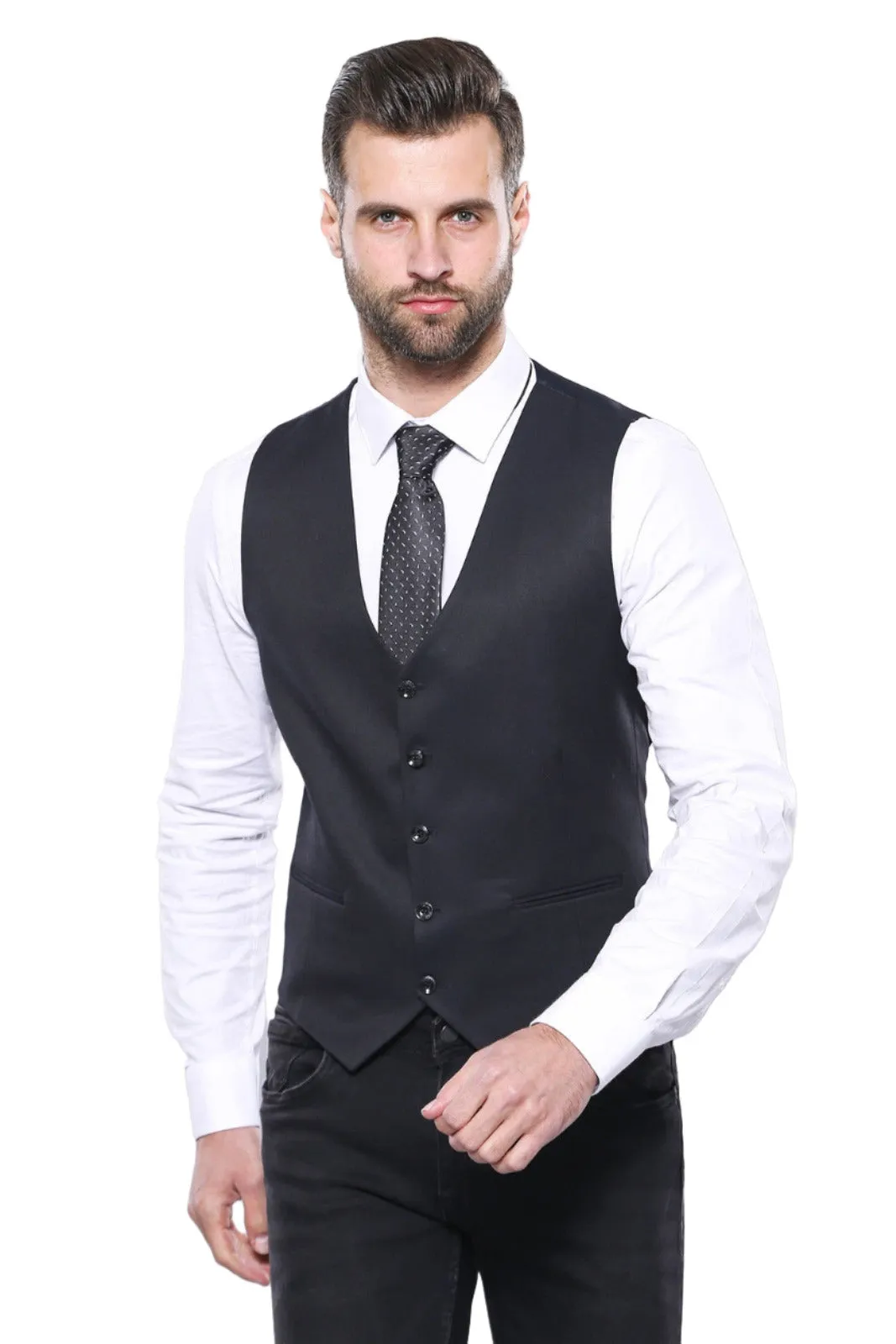 WSS Plain Navy Blue Blazer Vest Set  - Singen